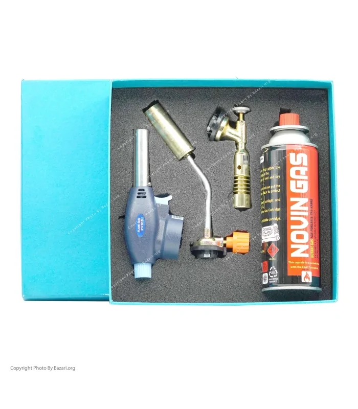 پکیج هدیه مشعل،سرپیک و شعله افکن گازی 4پارچه