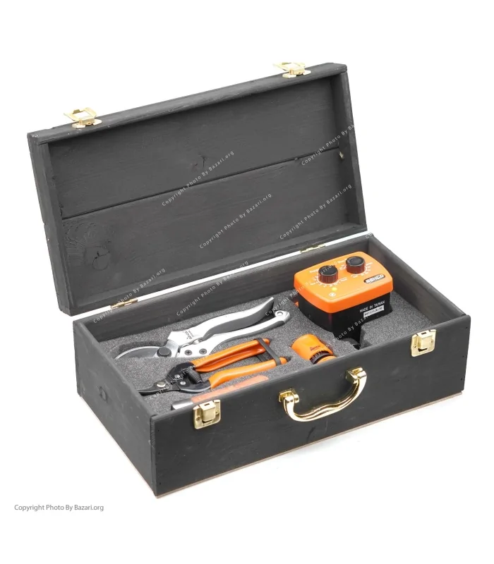 پکیج هدیه لوکس آبیاری،قیچی هرس درخت و میوه،چاقو پیوند باغبانی 6 پارچه