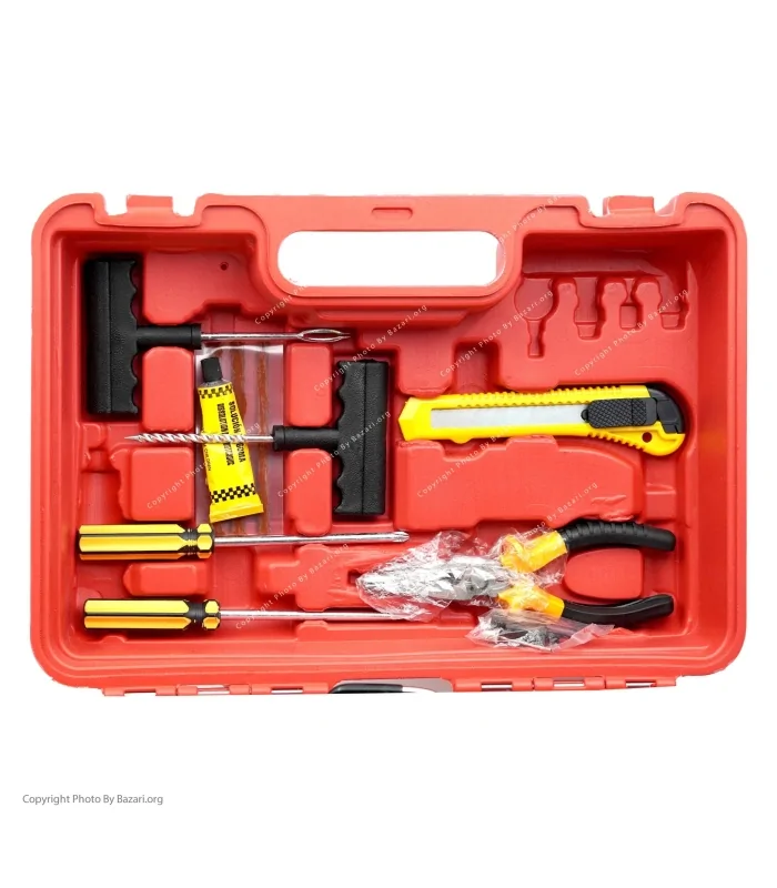 پکیج کمپرسور پمپ باد انالوگ توربو - Turboبه همراه لوازم پنچر گیری مدل CY102-7E