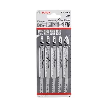 ست 5 عددی تیغه عمودبر چوب و فلز T345XF بوش