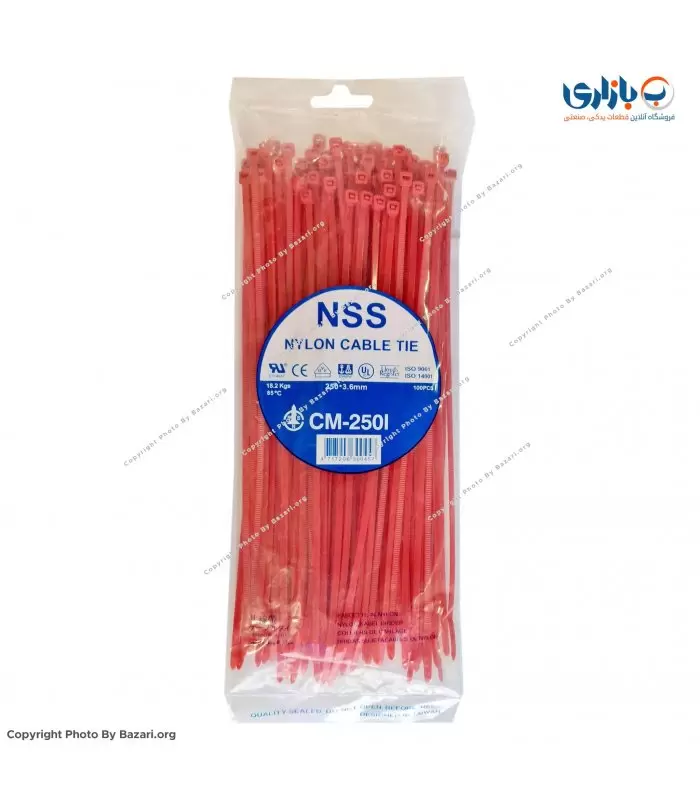 بست پلاستیکی قرمز 25 سانتی متر ضخامت 3.6 (NSS)