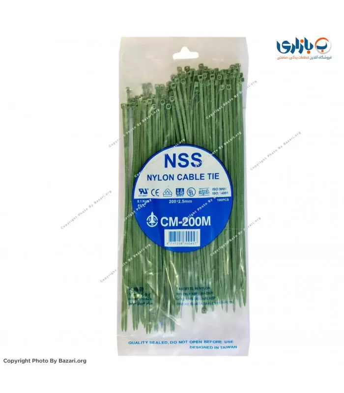 بست پلاستیکی سبز 20 سانتی متر ضخامت 2.5 (NSS)