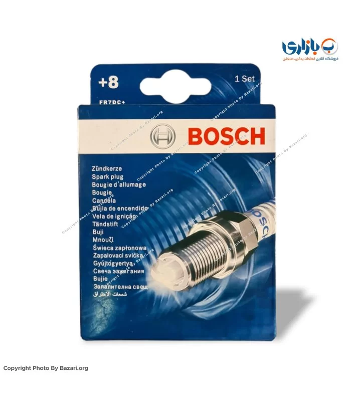 شمع خودرو تک پلاتین پایه کوتاه انژکتوری 8+ بوش BOSCH مدل FR7DC+ 7955 (آلمان)