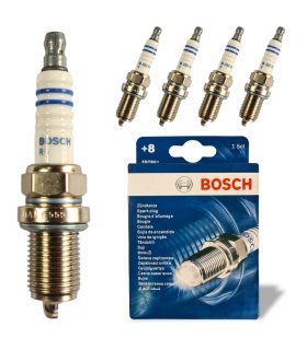 شمع خودرو تک پلاتین پایه کوتاه انژکتوری 8+ بوش BOSCH مدل FR7DC+ 7955 (بسته 4 عددی - ساخت آلمان)