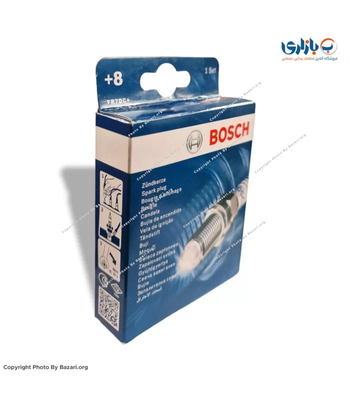 شمع خودرو تک پلاتین پایه کوتاه انژکتوری 8+ بوش BOSCH مدل FR7DC+ 7955 (آلمان)