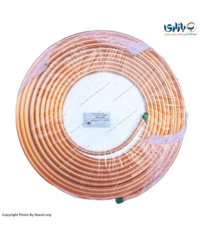 لوله مسی کلاف 15 متری سایز 16 - 5/8 اینچ ضخامت 1 میلی متر کد 39-0 بابک