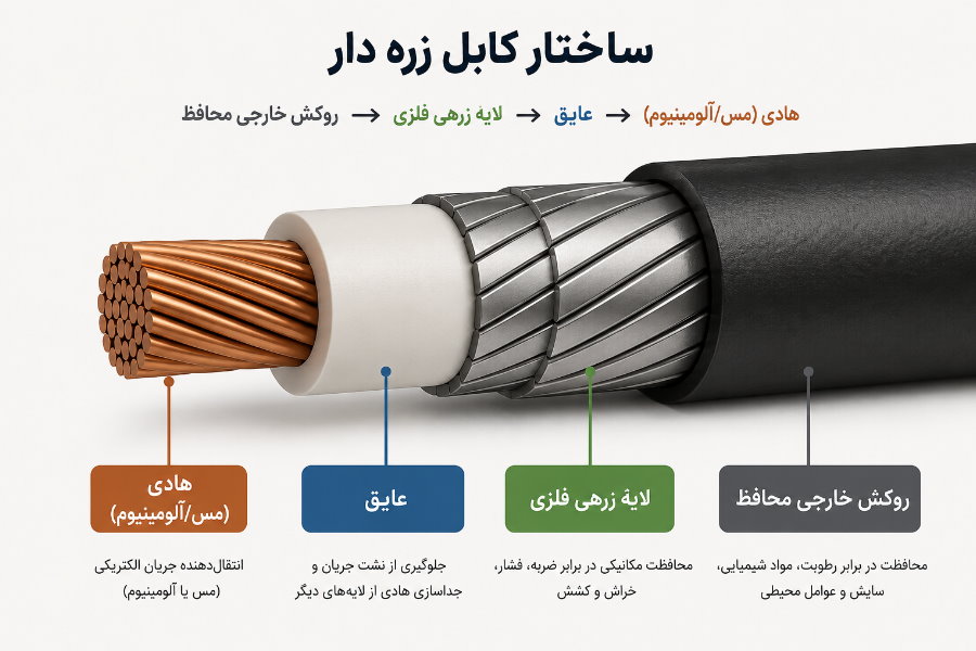 آشنایی با ساختار کابل زره دار